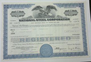 National Steel Corporation 1982 Mortgage Bond $100000 Blue photo