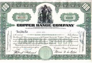 Broker Owned Stock Certificate: Lehman Bros,  Payee; Copper Range Company,  Issuer photo