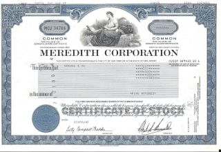 Meredith Corporation. . . . . .  1987 Stock Certificate photo