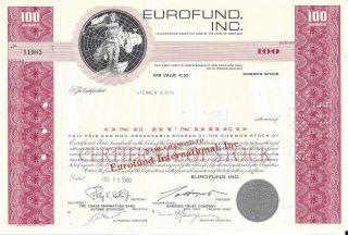 Eurofund Inc. . . . . . . . . . .  1969 Stock Certificate photo