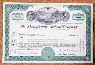 The Pennsylvania Railroad Company 100 Shares Stock photo