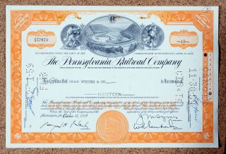 The Pennsylvania Railroad Company 19 Shares Stock Gold Border photo