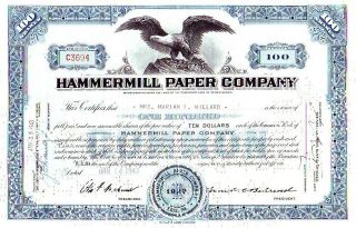 Hammermill Paper Company Pa 1943 Type I Stock Certificate photo