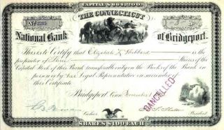 1918 Connecticut National Bank Of Bridgeport Stock Certificate photo