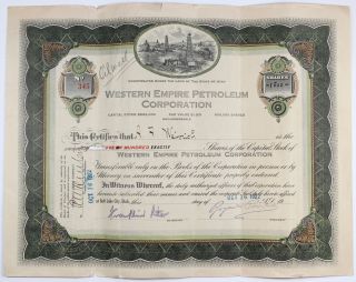 Utah - 1922 Stock Certificate - Western Empire Petroleum Corporation - Oil photo
