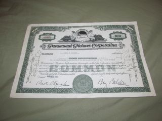 Vintage 1950 Usa Paramount Pictures Corporation Stock Certificate 100 Shares photo