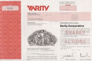 Varity Corporation. . . . . . .  1986 Stock Certificate photo