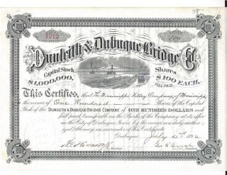 Dunleith & Dubuque Bridge Co. . . . . . . . . . . .  1894 Stock Certificate photo
