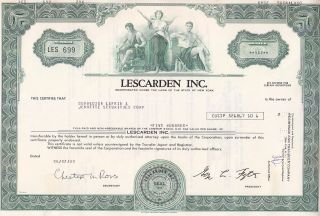 Lescarden Inc Ny 1983 Stock Certificate photo
