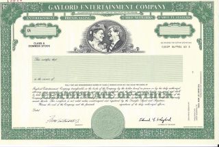 Gaylord Entertainment Company. . . . . . . . .  Unissued Stock Certificate photo