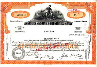 Amer Machine & Foundry Nj 1971 Stock Certificate photo