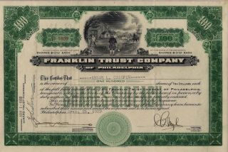 Stock - Franklin Trust Co.  Of Phil - Issued / Uncancelled - 1929 photo