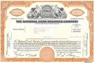 The National Cash Register Company. . . . . .  1974 Stock Certificate photo