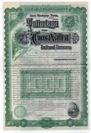 1889 Talladega And Coosa Valley Railroad Bond photo