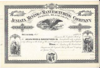 Juniata Mining And Manufacturing Company. . . .  Unissued Stock Certificate photo