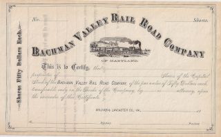 Bachman Valley Rail Road Company (of Maryland). . . . .  Unissued 1800 ' S Stock photo