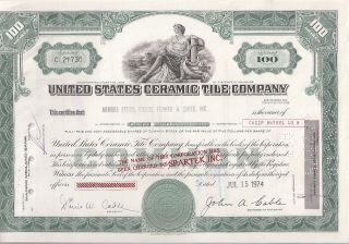 United States Ceramic Tile Company. . . . . .  1974 Stock Certificate photo