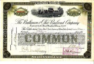 Baltimore And Ohio Rr Md 1914 Stock Certificate photo
