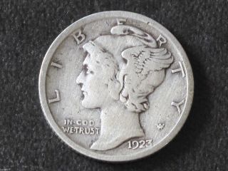 1923 - P Mercury Dime 90% Silver U.  S.  Coin D5474 photo