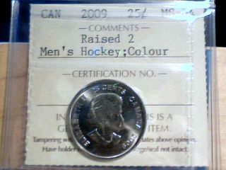 Rare 2009 Raised 2 Mens Coloured Hockey Iccs Cert.  Ms - 64 photo