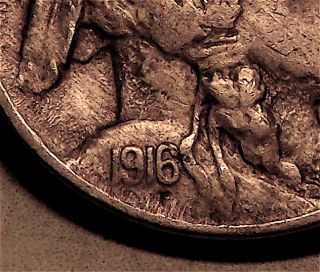 Rare 1916 Us Buffalo Nickel Poor Man ' S Doubled Die Obverse + Planchet Flaw photo