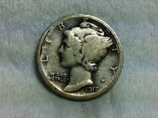 1917 Silver Mercury Dime Better Date& Grade photo