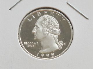 1998 - S Washington Quarter Dcam Proof 90% Silver U.  S.  Coin C9225 photo