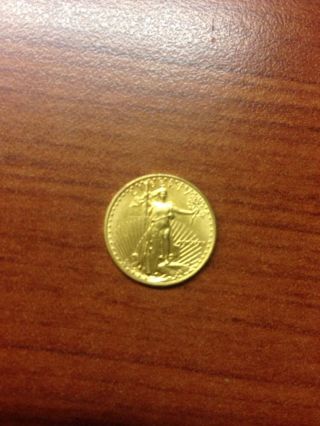 1989 Mcmlxxxix 1/10 Oz Gold American Eagle $5 photo