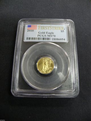 2010 U.  S.  American Gold Eagle $5.  00 Coin Pcgs First Strike Graded Ms70 Perfect photo