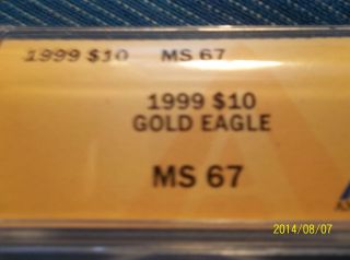 1999/ 1/4 Oz Gold American Eagle Ms - 67 Anacs photo