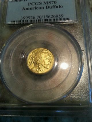 2008 - W American Gold Buffalo (1/10 Oz) $5 - Pcgs Ms70 photo