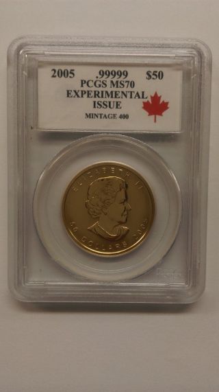 2005 Canada 1 Oz.  Gold Maple Leaf Five Nines Experimental Issue Pcgs Ms70 photo