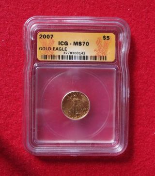 2007 Gold American Eagle $5 Graded Ms 70 By Icg photo