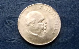 1965 Great Britain Crown Winston Churchill Queen Elizabeth Large 38.  6mm Coin 732 photo