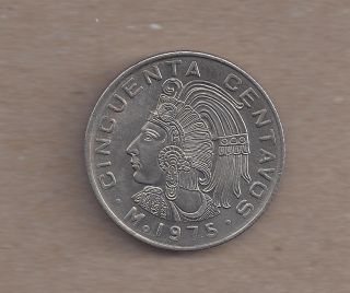 1975 Mexico Cincuenta Centavos With Dots Unc Coin photo