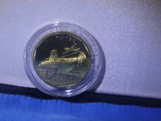 1991 Marshall Islands Brass $10 Dollar Coin.  German Fighter Fw 190 photo