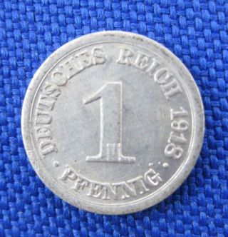1918 D German Deutsche Reich 1 Pfennig Coin photo