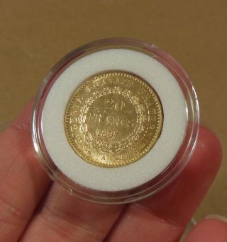 1897 French Gold Coin 20 Francs Choice Brilliant Uncirculated W Angel photo