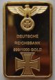 1 Oz Gold Plated Post Nazi Germany Iron Cross German Ww2 24k Bullion Bar Germany photo 1