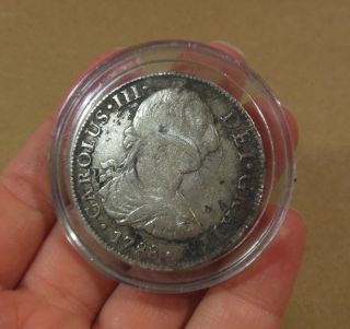Fantastic Silver Coin 1788 Carolus Iii Hispan 8 Reales Dei Gratia Lovely In Case photo