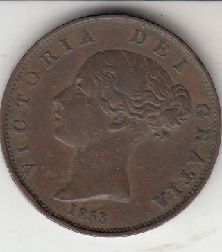 1853 Queen Victoria Half Penny (1/2d) Copper British Coin photo