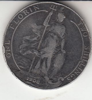 1908 King Edward Vii Florin (2/ -) Sterling Silver (92.  5) Coin photo