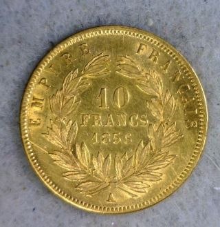 France 10 Francs 1856 About Uncirculated Gold Coin (stock 0532) photo