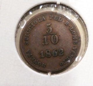Italy - Lombardy - Venetta 5/10 Soldo,  1862,  Very Fine Coin photo