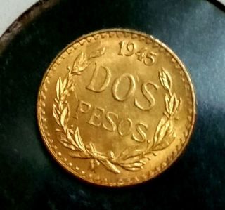1945 Dos Pesos Gold Coin Mexico 3 Days photo