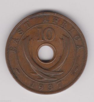 1937 East Africa - 10 Cents Km 26 Low Mintage photo