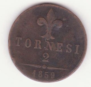 Coin Of United Kingdom Of Naples And Sicily - 2 Tornesi 1959 photo