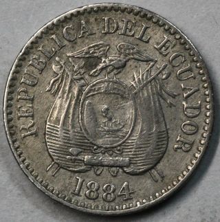 1884 Ecuador Rare 1/2 Centavo Heaton Medio Centavo Coin (14111601) photo