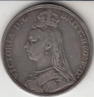 1889 Queen Victoria Large Crown / Five Shilling Coin From Great Britain photo