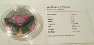 Tokelau 2012 Butterfly 3d Exotic Butterflies Silver Coin 5$ photo